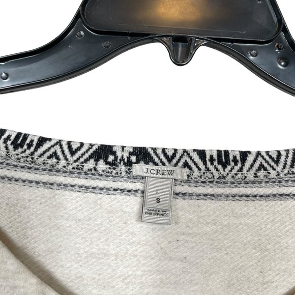 J. Crew Jacquard Sweatshirt Womens Small White Black Tapestry Lightweight 3/4 - Picture 4 of 10